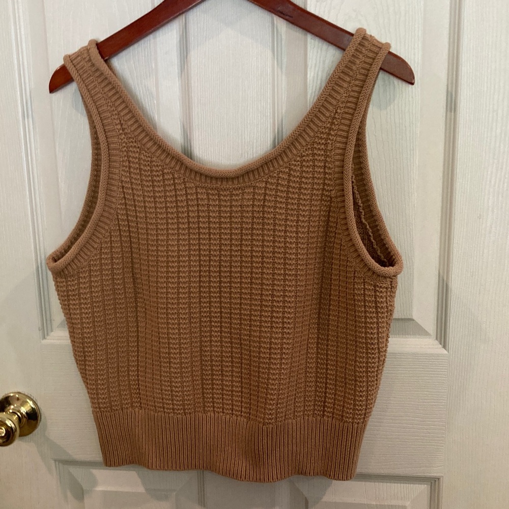 NWOT Quince Camel Tank Sweater with Textured Knit - Picture 4 of 4